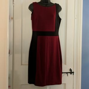 Chaps cranberry and black color block dress